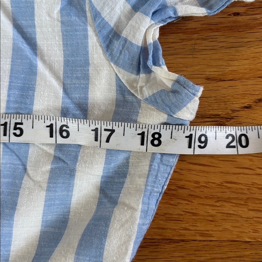J. Crew Blue White Striped Ruffle Wrap Dress Size 6 Short Sleeve V Neck - Picture 9 of 10